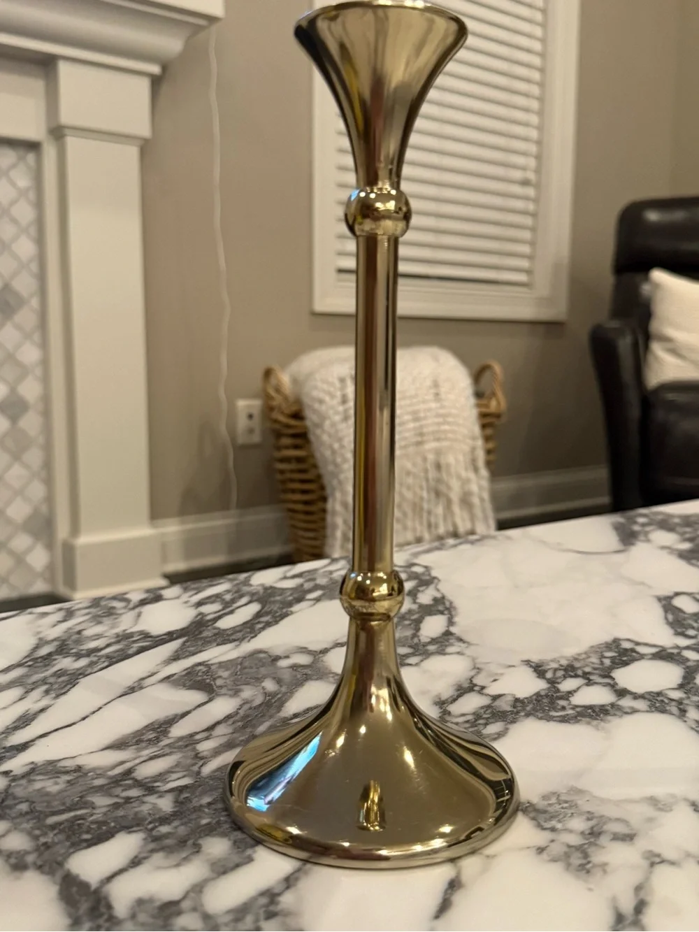 ✨ Vintage Gold Tone Metal Taper Candlestick Holder Centerpiece